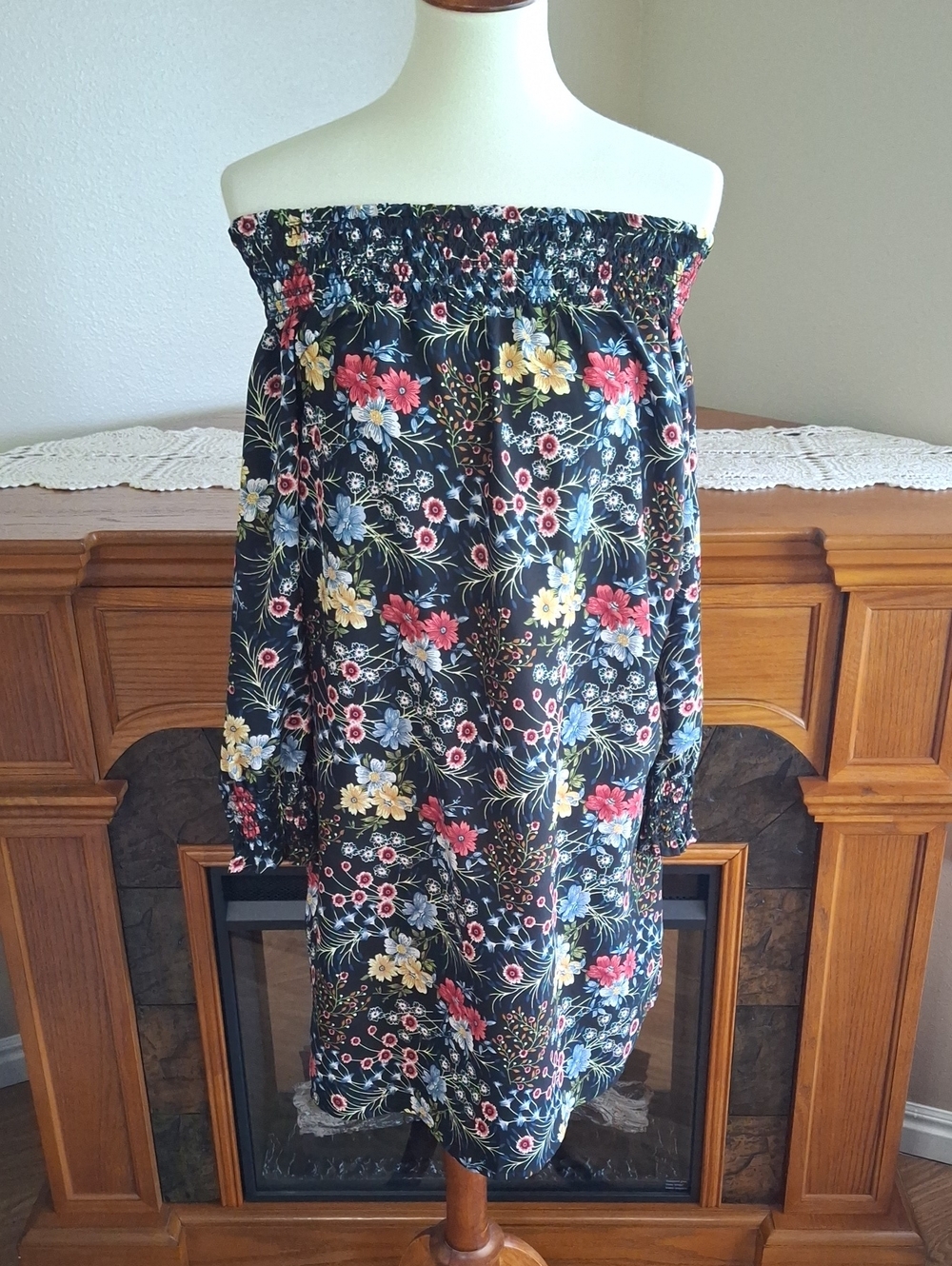 Off-Shoulder Floral Midi Dress
